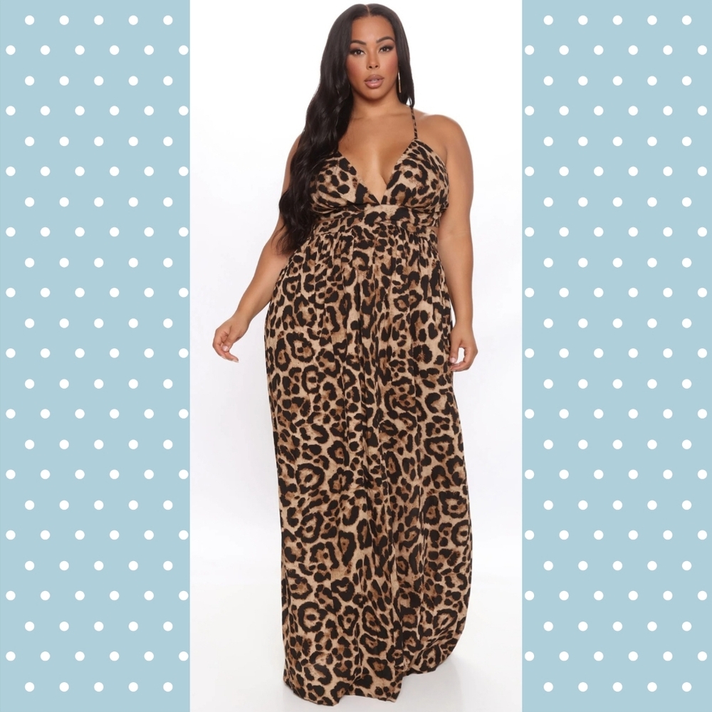 Fashion Nova Leopard Cutout Maxi Dress